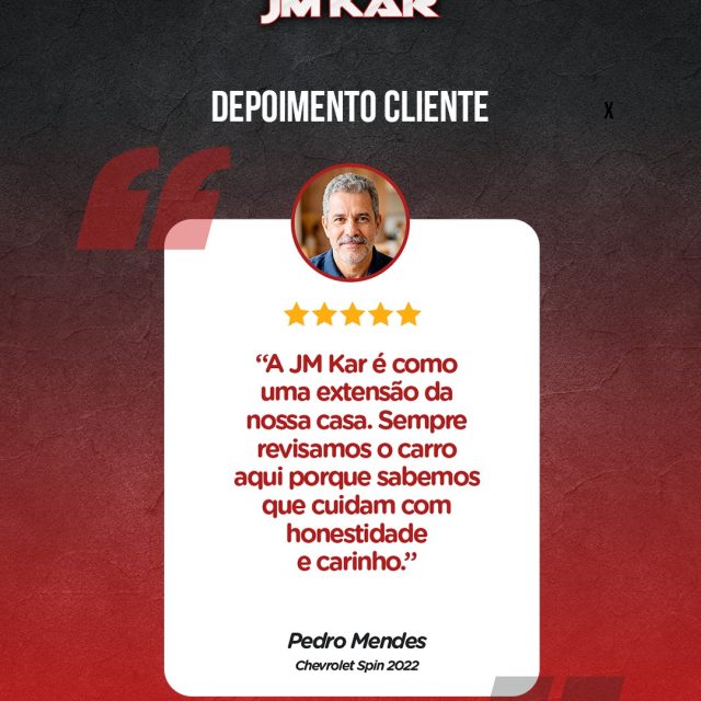 💬 DEPOIMENTO DE QUEM CONHECE E CONFIOU!

“A JM Kar é como uma extensão da nossa casa. Sempre revisamos o carro aqui porque sabemos que cuidam com honestidade e carinho.”
— Pedro Mendes — Chevrolet Spin 2022

🚗 Aqui, cada depoimento é uma prova do nosso compromisso com a qualidade e a confiança!

👉 Famílias confiam em famílias.

📱 Agende sua revisão pelo WhatsApp:
(14) 99841-5306

#DepoimentoReal #FamíliaDeClientes #JMKar #AutoridadeAutomotiva #Confiança